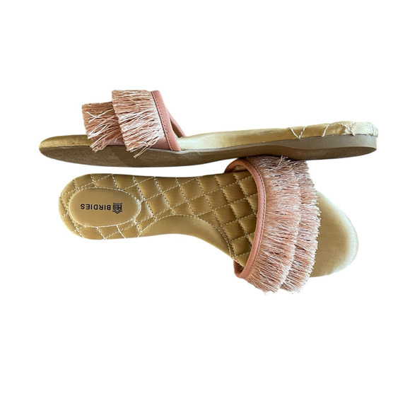 BIRDIES The Sparrow Women Size 8 Mauve Pink Fringed Slip-On Comfort Slide Sandal - Picture 4 of 6
